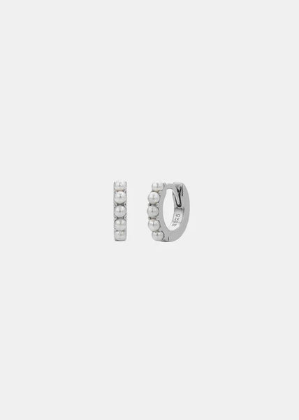 Earrings | Mini Pearl Huggies (Silver)