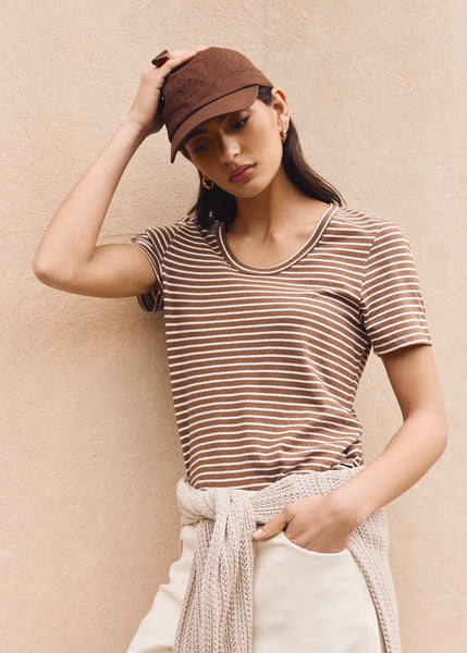 Tee | Porto (Choc/Ivory Stripe)
