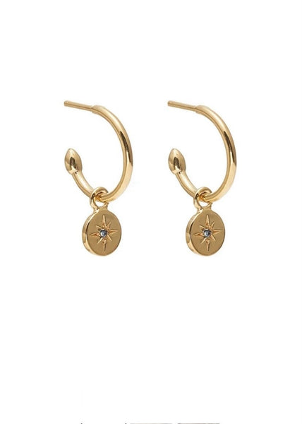 Earrings | Petite North Star Hoop (Sapphire + Gold )