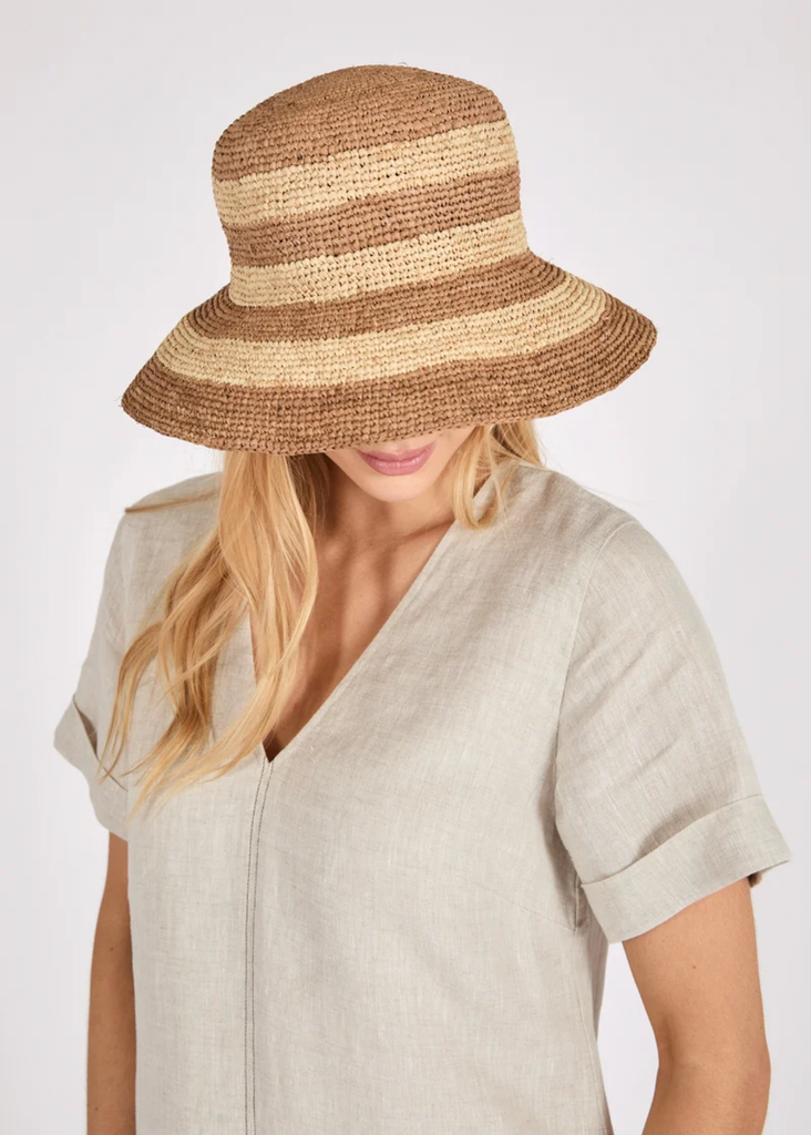 Bucket Hat | Positano (Tea/Natural Stripe)