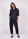 Model in Marlow Shoreline Ink Stripe shirt