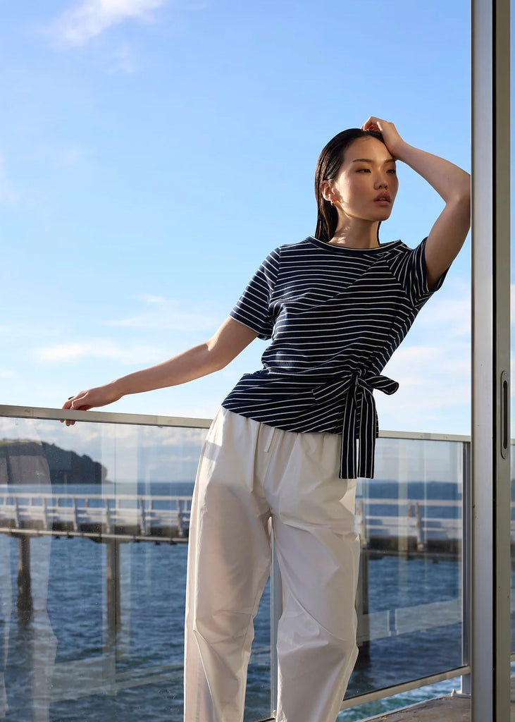 Tee | Delta Tie Top (Ink/White Stripe)