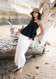Model wearing Sophie Effortless pant in chalk