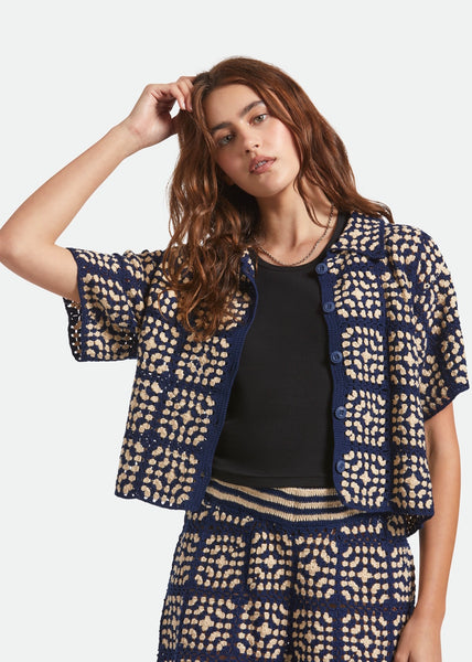 Knit | Crochet Button Down (Mood Indigo/Off White)