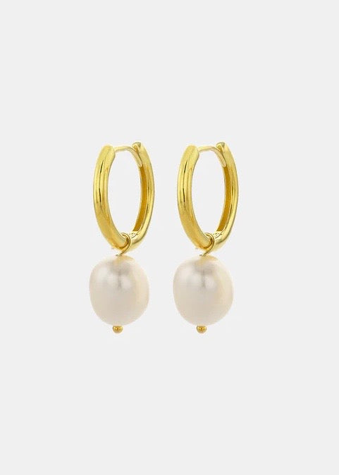 Earrings | Pearl Hoop (Gold)