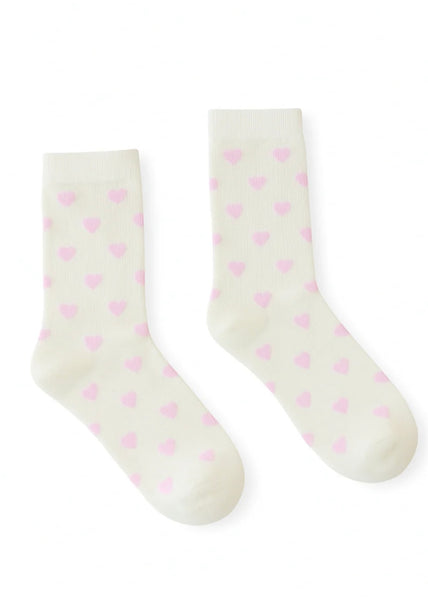 Sock | Heart (Cream/Pink)