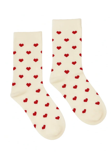 Sock | Heart (Cream/Red)