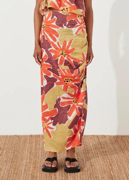 Skirt | Wildflowers Rouched Linen