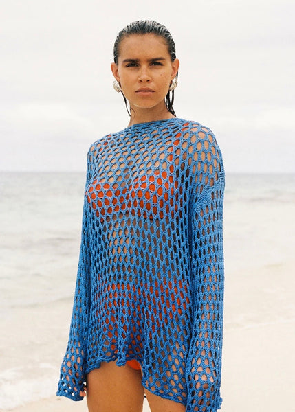 Top |Crochet Knit (Sky)