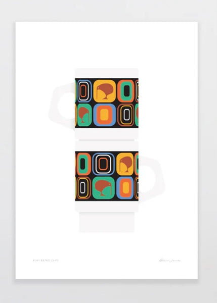 Art Print | Kiwi Retro Cups(A4)