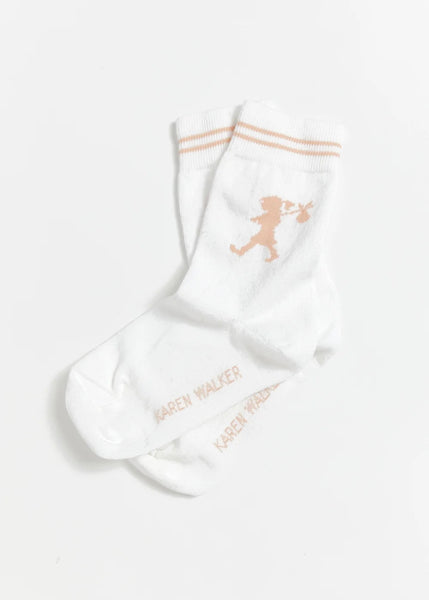 Socks | Runaway Girl (White/Light Pink)