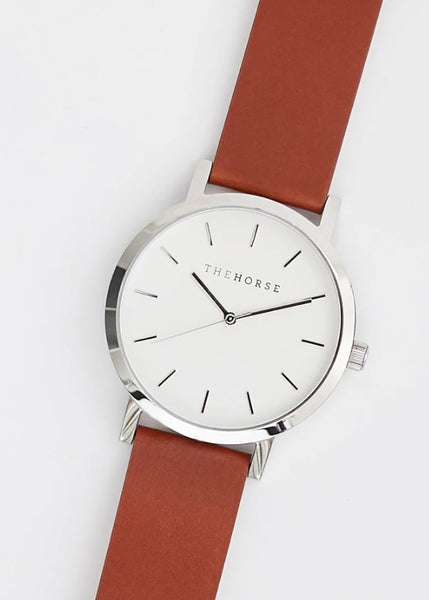 Watch | The Original (Polished Steel, White Face, Tan Strap)