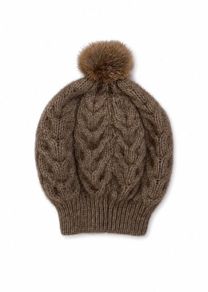 Lothlorian Relaxed Cable hat in natural colour 