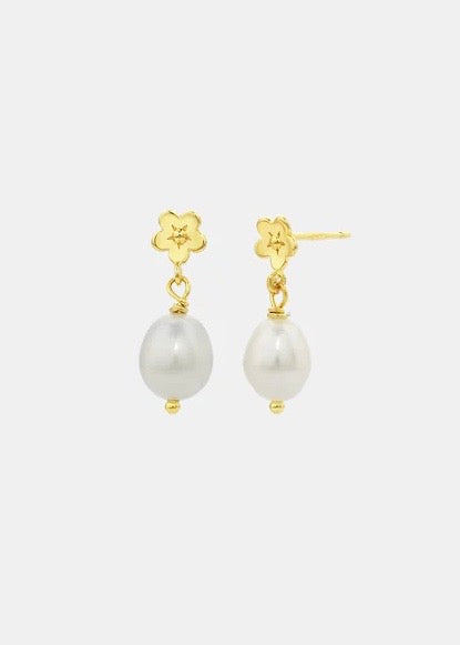Earrings | Pearly Daisy Day Studs (Gold)