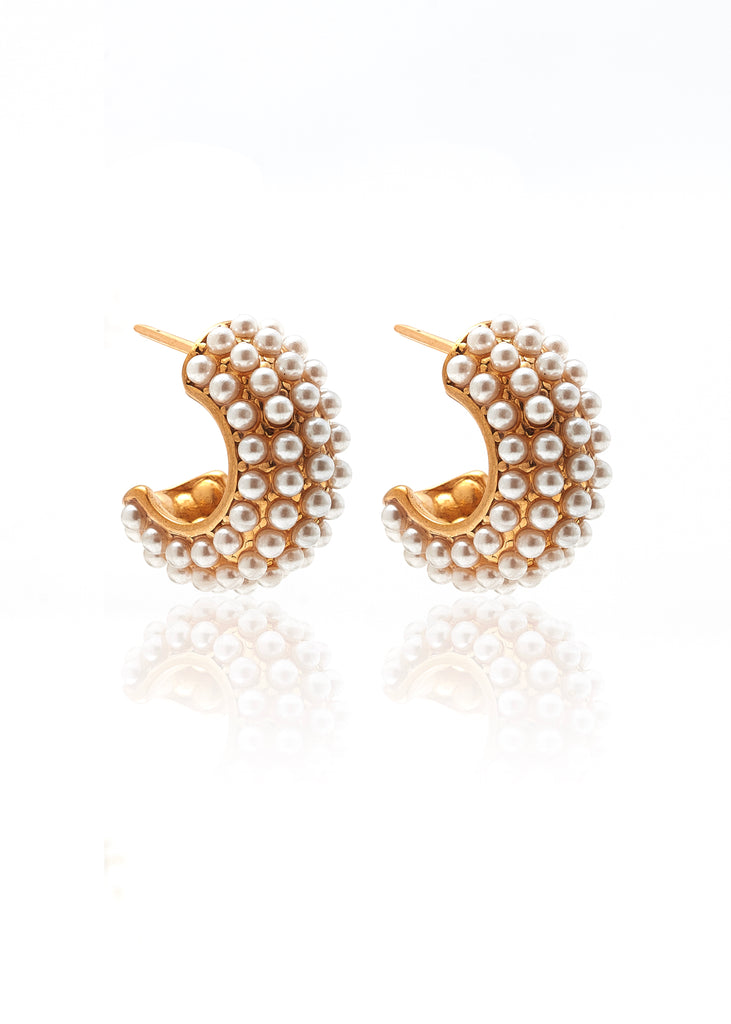 Earrings | Hera Hoop (Pearl/Gold)