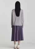 Knit Top |Flip Long Sleeve (Grey Marle/Dark Purple)