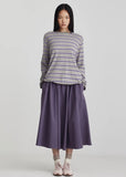 Knit Top |Flip Long Sleeve (Grey Marle/Dark Purple)