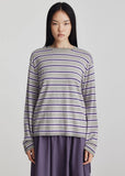 Knit Top |Flip Long Sleeve (Grey Marle/Dark Purple)