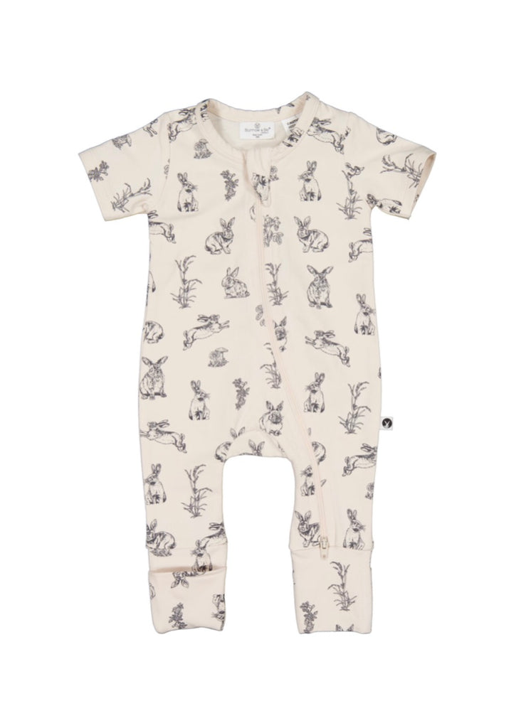Short Sleeve Zip Suit (Almond)