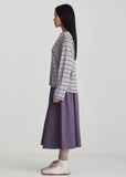 Knit Top |Flip Long Sleeve (Grey Marle/Dark Purple)