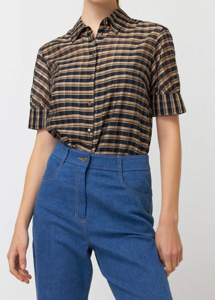 Top | Checked (Latte Black)
