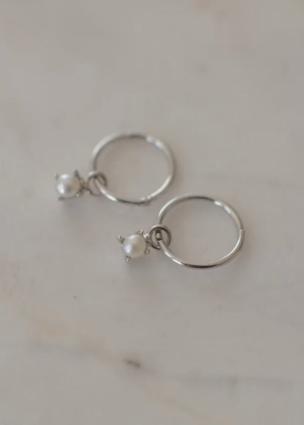 Earring | Mini Pearl Sleepers (Silver)