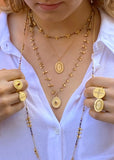 Necklace | Long Multi (Tourmaline gold) charm necklace