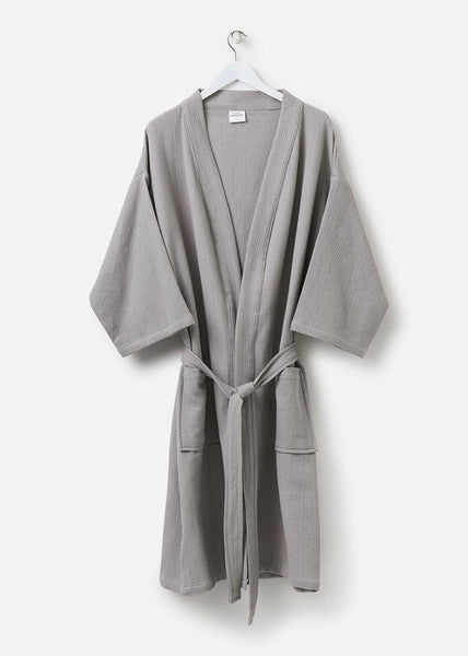 Bath Robe | Mini Waffle Organic Cotton (Grey)