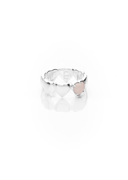 Ring | Band of Hearts (Rose Quartz/Sterling Silver)