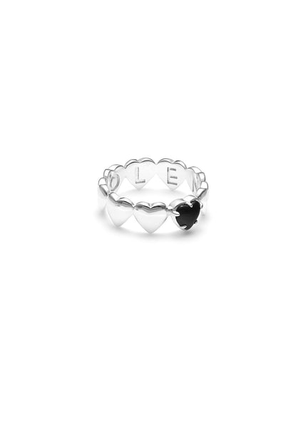 Ring | Band of Hearts (Onyx/Sterling Silver)
