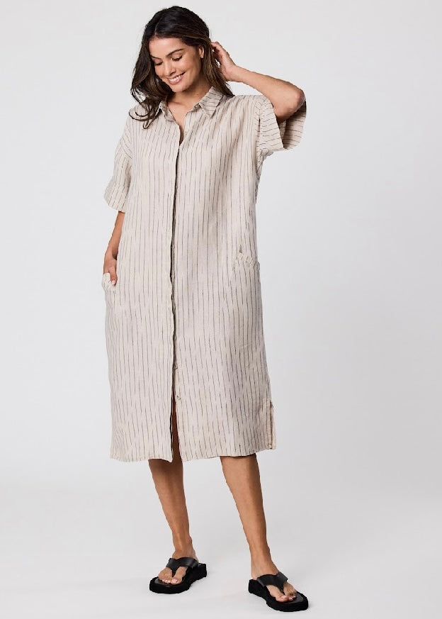Dress | Shadow Linen (Natural Stripe)