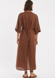 Dress | Flax Linen Wrap (Brown)