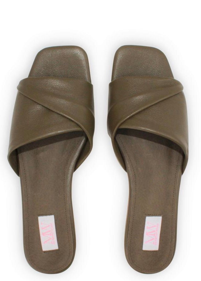 Shoes | Shelley Slides (Khaki Calf)