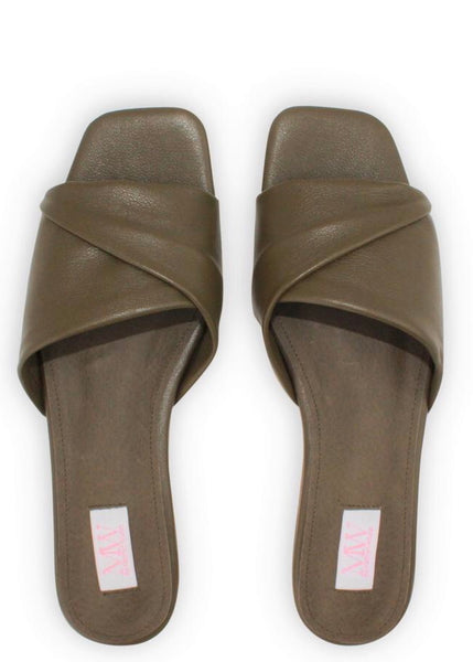 Shoes | Shelley Slides (Khaki Calf)