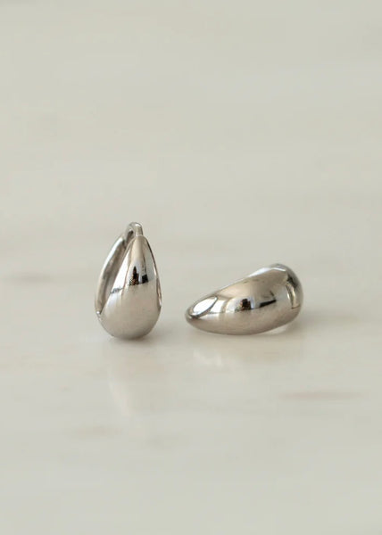 Earrings | Drop Huggies (Silver)