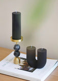 Candle Holder | Beaded Fountain Brass (Charcoal Large)