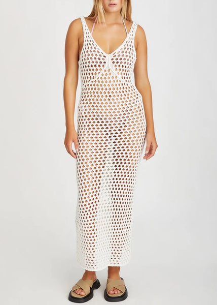 Dress | Cotton Crochet Knit (White)