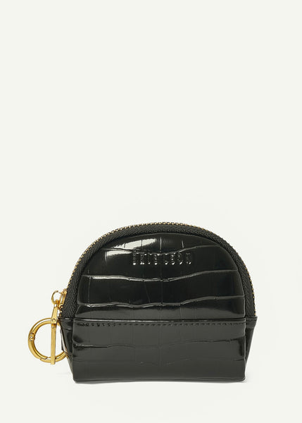 Coin Purse | Circulo (Black Brushed Recycled Croc)