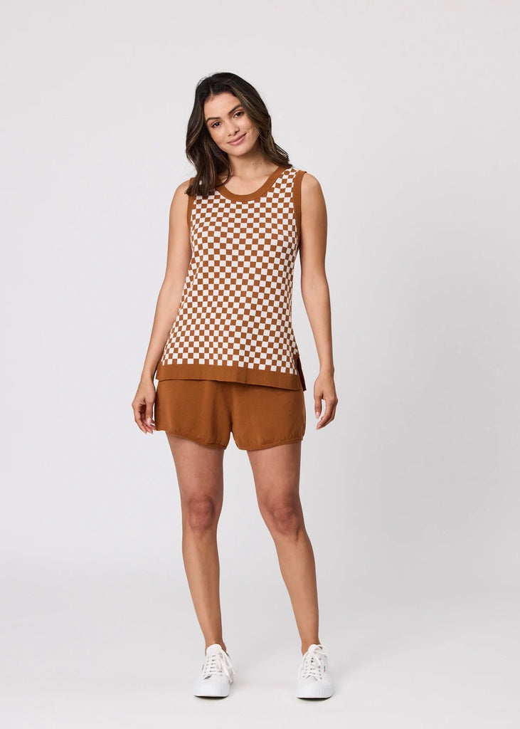 Top | Checked Out Knit Tank