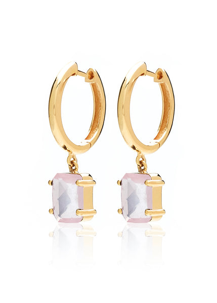 Earrings | Reverie Hoops (Rose Quartz/Gold)