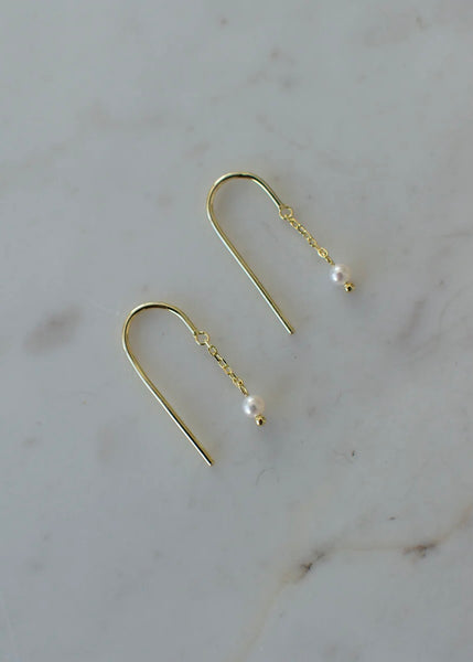 Earrings | Mini Pearl Threads (Gold)