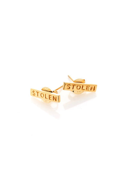 Earrings | Tiny Stolen Bar (Yellow Gold Plated)