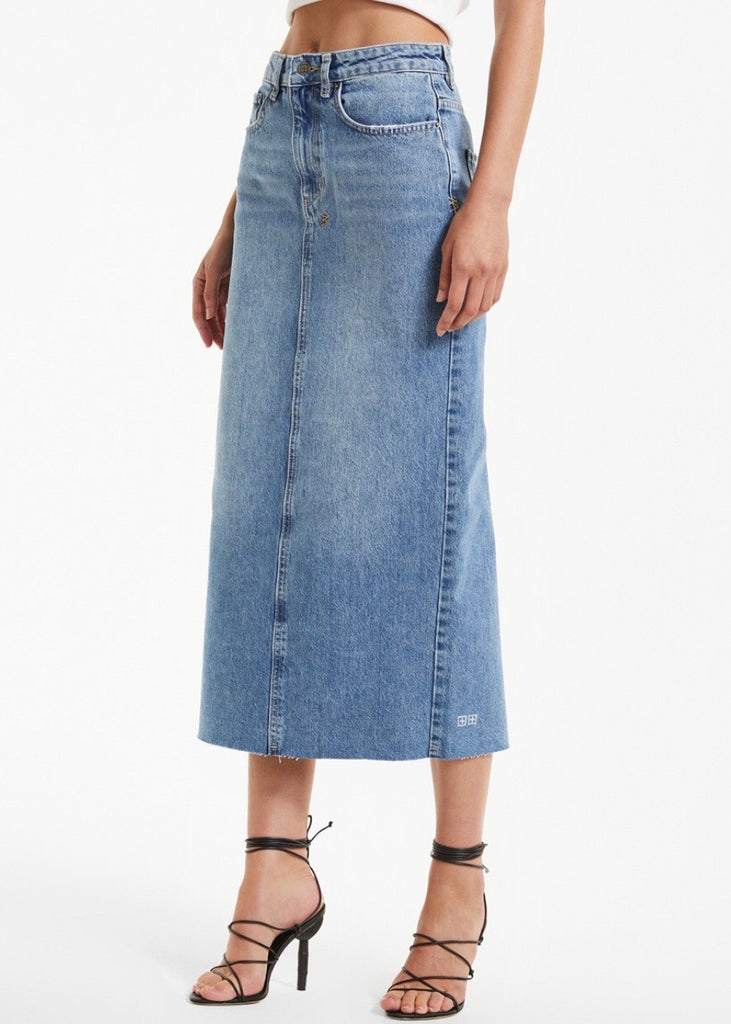 Skirt | Graduate Midi Denim (Stone Blue)