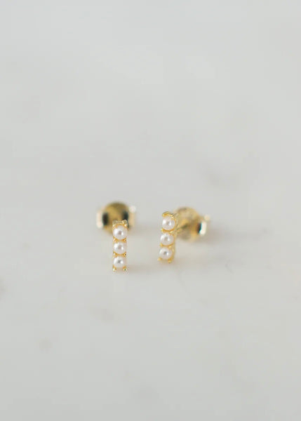 Earrings | Pearl Bar Studs (Gold)
