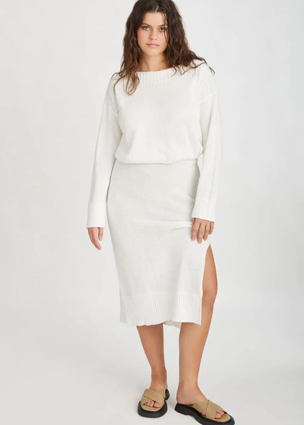 Skirt | Ramie Cotton Knit (White)