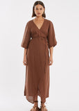 Dress | Flax Linen Wrap (Brown)