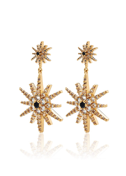 Earrings | Luminosa Drop (Black Spinel/White Topaz/Gold)